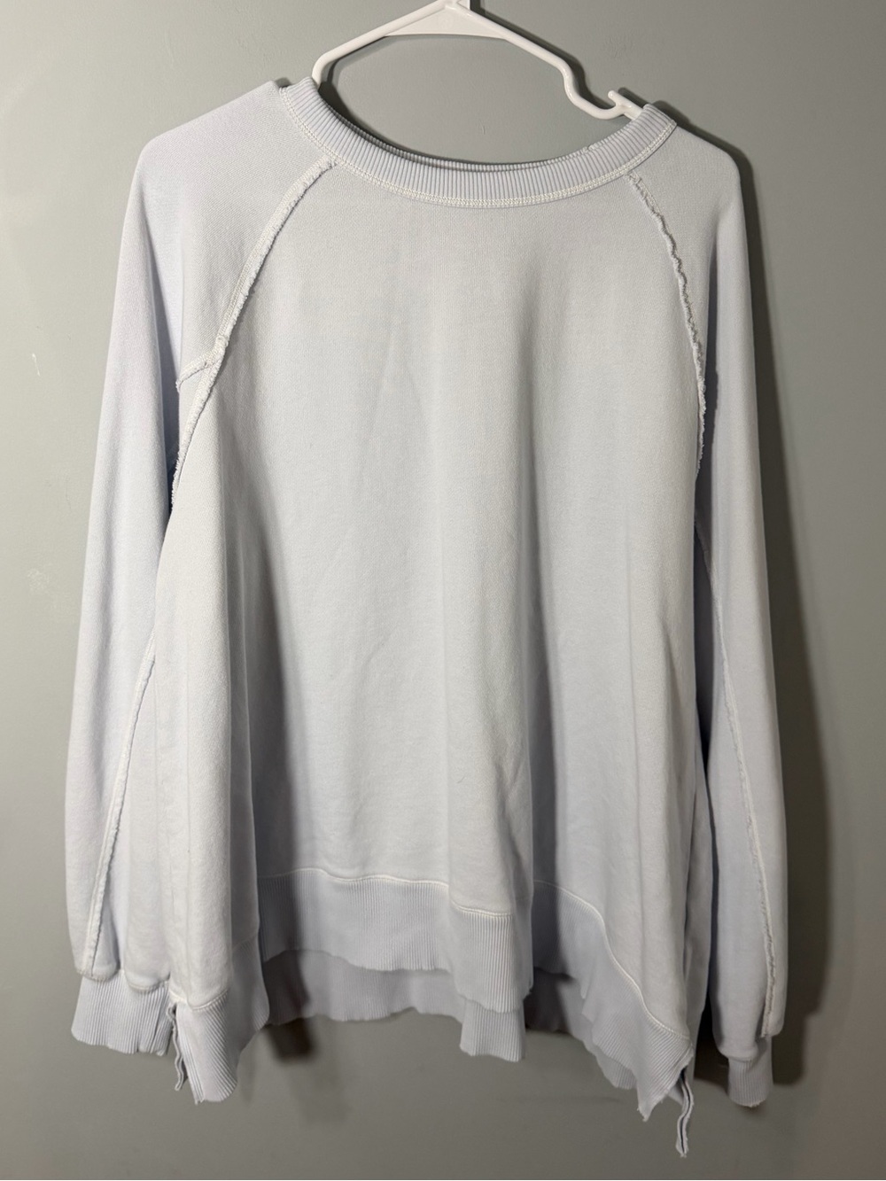 Aerie Light Blue Raw Hem Crewneck